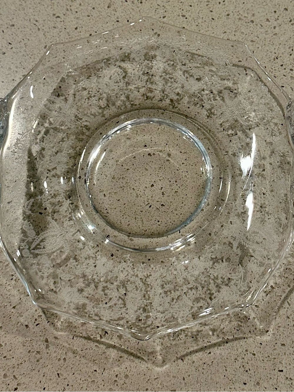 Etched Clear Glass Serving Plate - Classic Table Accent